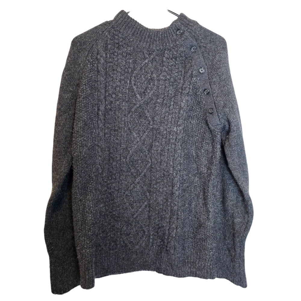 Equipment Femme Tayden Wool Blend Cable Knit Sweater Charcoal Grey Size L - Picture 2 of 8